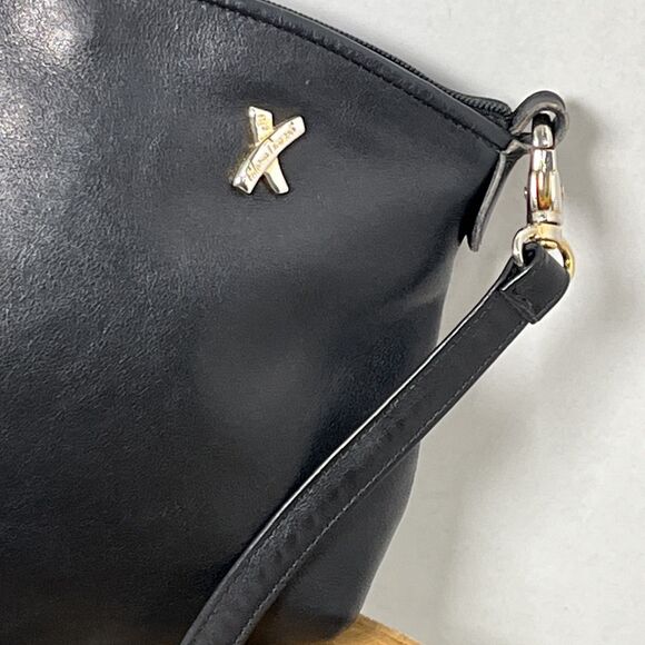 Vintage Paloma Picasso Italy Black Leather 3 Gold X Crossbody Purse Bag Designer - Picture 5 of 13